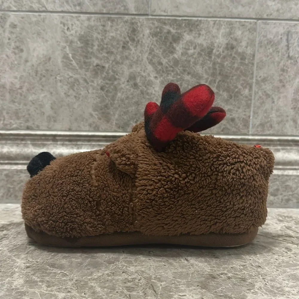 Old Navy Faux-Fur Reindeer Slippers For Kids Size 1-2